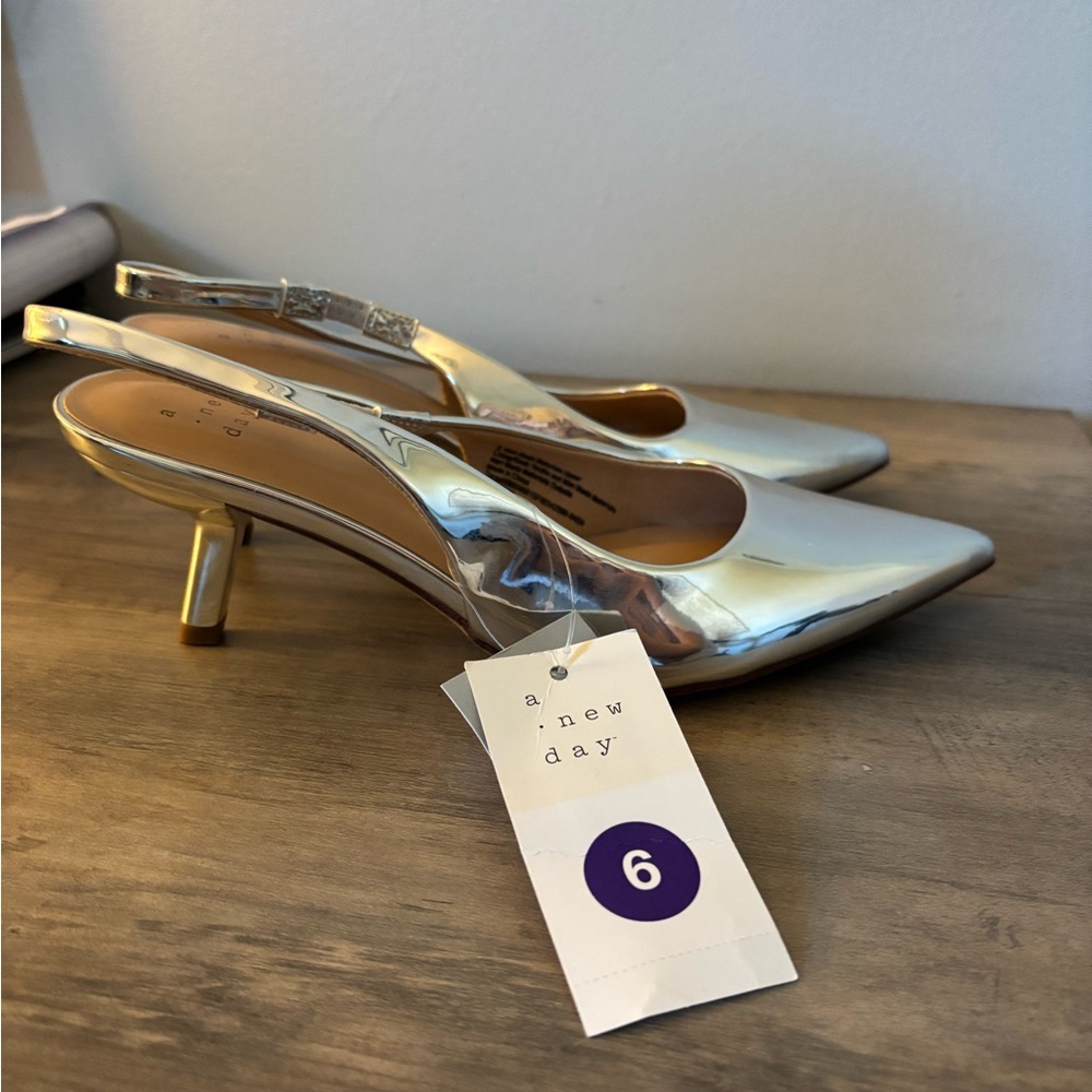 A New Day Metallic Slingback Heels
